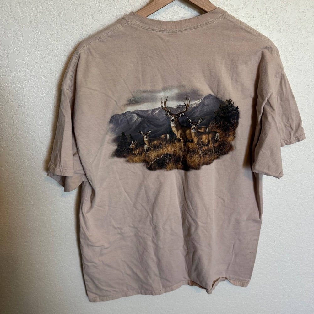 Vintage Style Gorpcore Nature Montana Gildan Tee XL Tan
